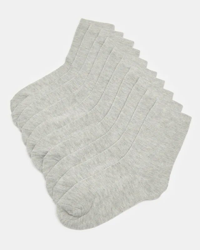 Senior Boys Grey Crew Length Socks (Pack of 5) sold by Redtag