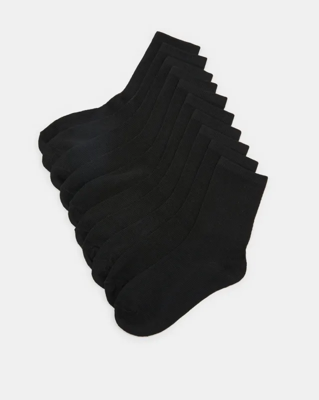 Senior Boys Black Crew Length Socks (Pack of 5) sold by Redtag