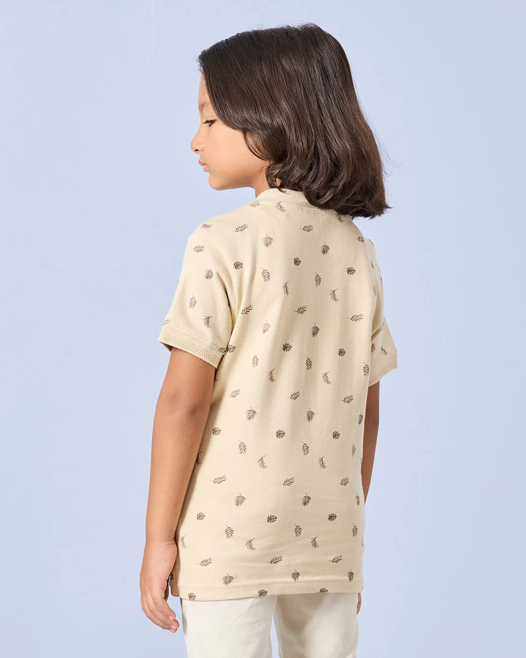 Boys Beige Printed Polo Shirt sold by Redtag product image thumbnail 3