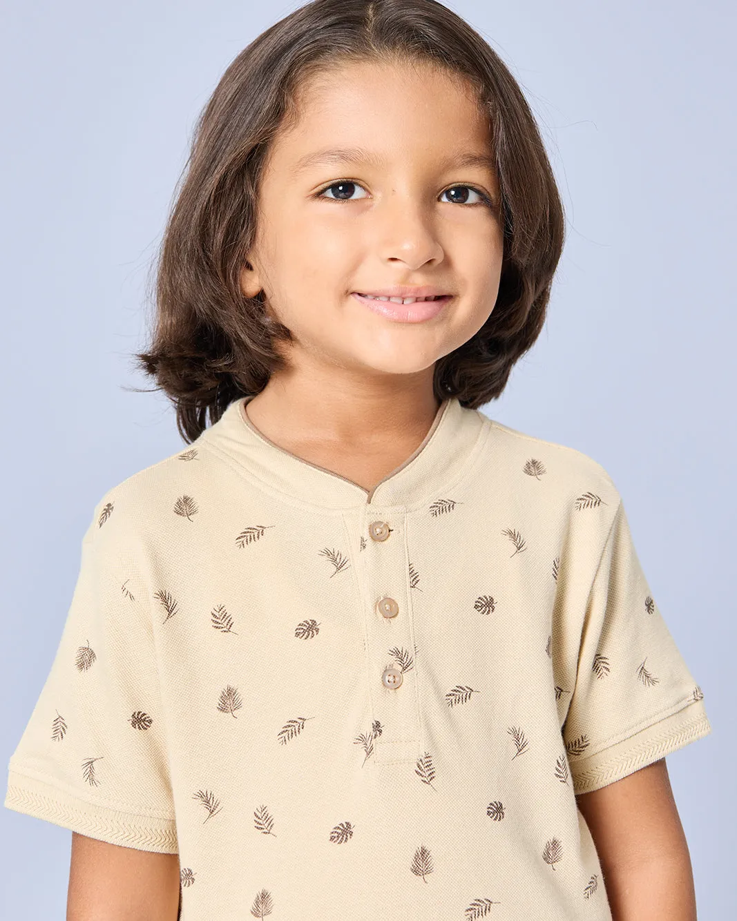 Boys Beige Printed Polo Shirt sold by Redtag product image thumbnail 4