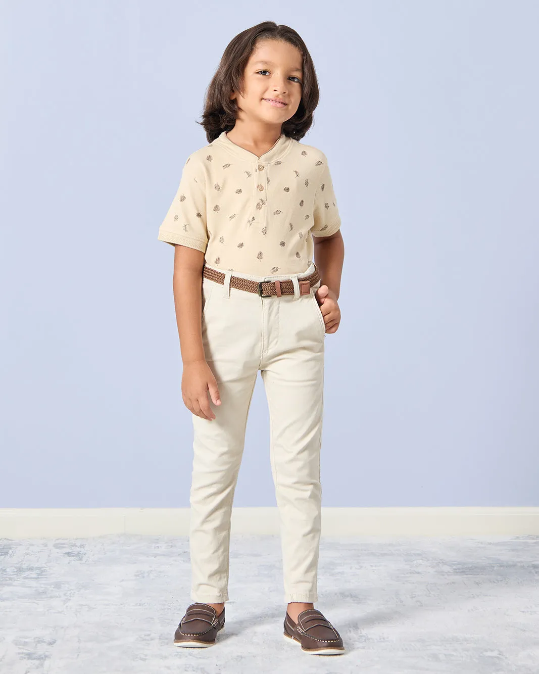 Boys Beige Printed Polo Shirt sold by Redtag product image thumbnail 2