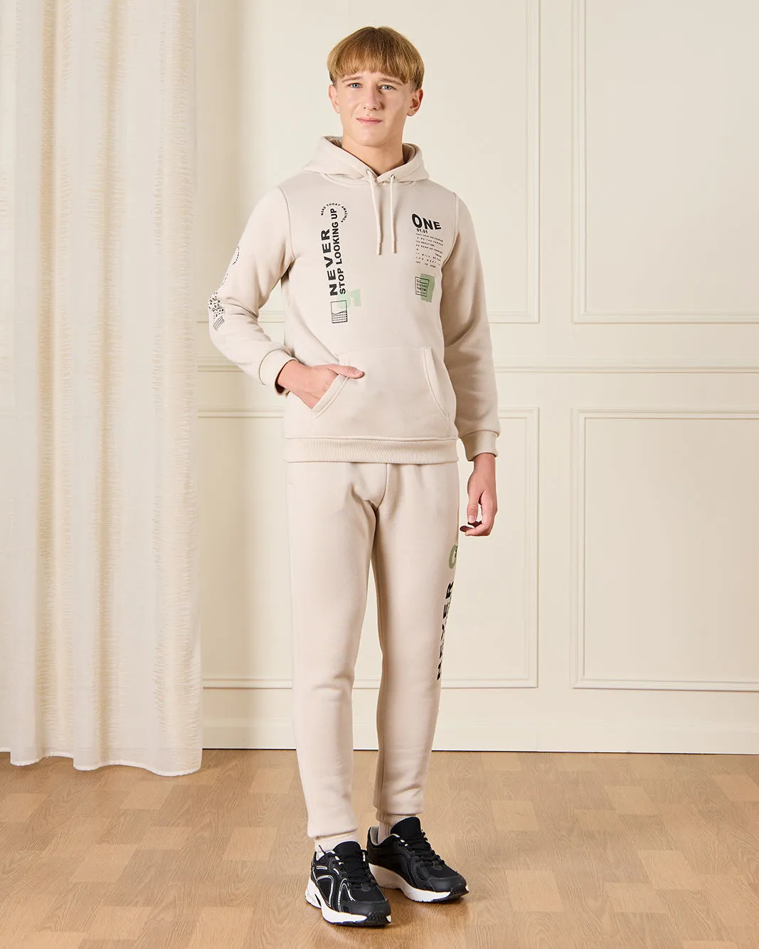 Senior Boys Beige Printed Jogger Set (2 Piece) sold by Redtag