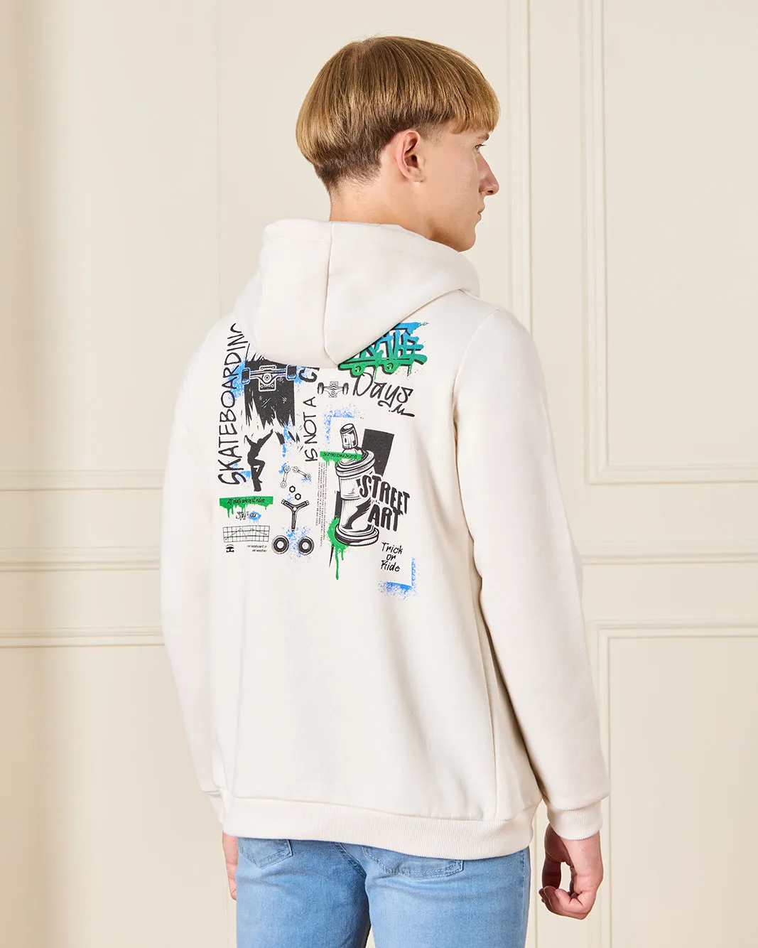 Senior Boys Ivory Stay Ready Print Sweatshirt sold by Redtag product image thumbnail 3