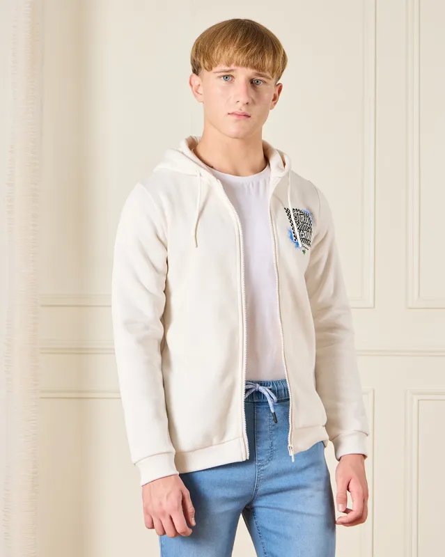 Senior Boys Ivory Stay Ready Print Sweatshirt sold by Redtag