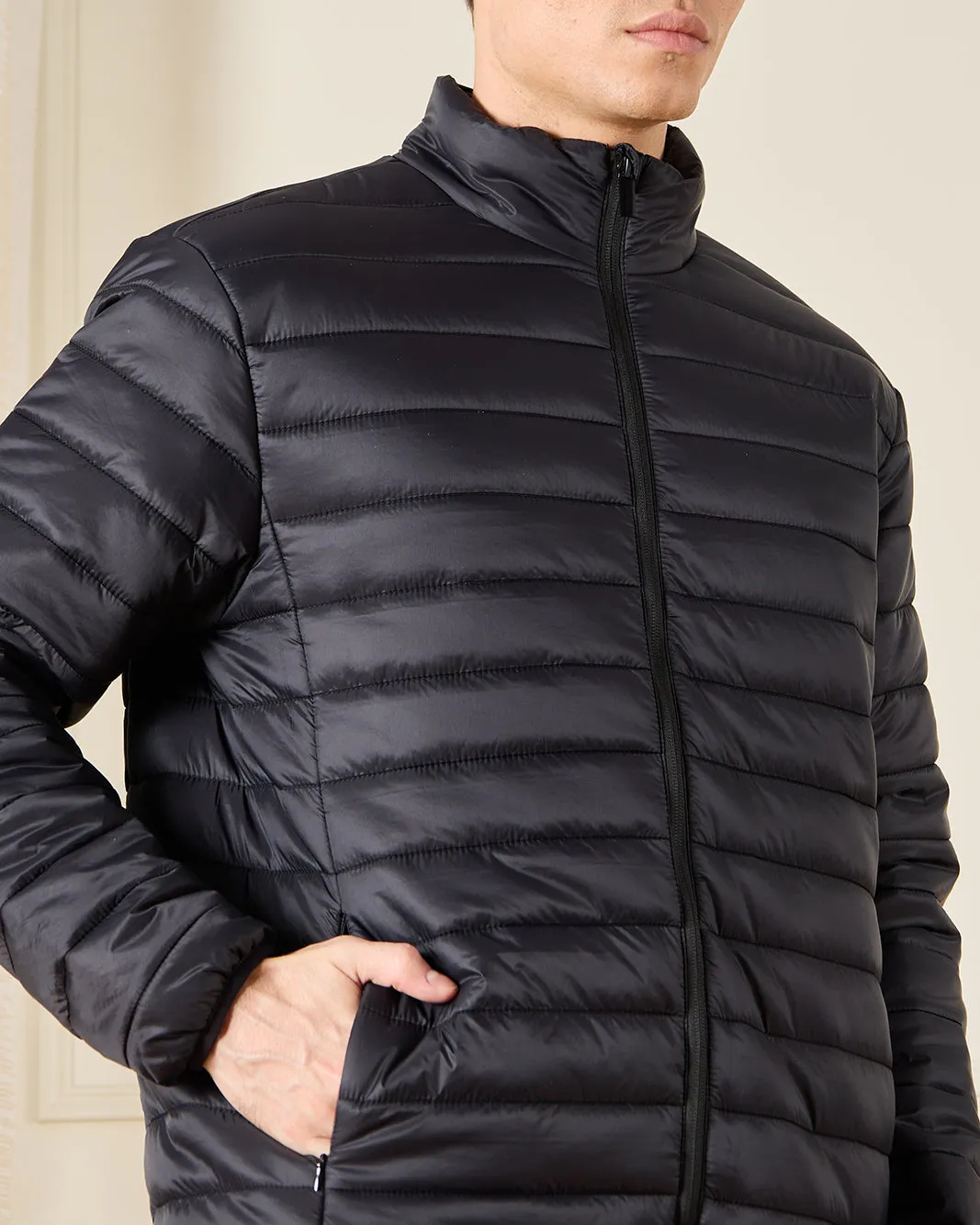 Men Black Long Sleeve Puffer Jacket sold by Redtag product image thumbnail 4