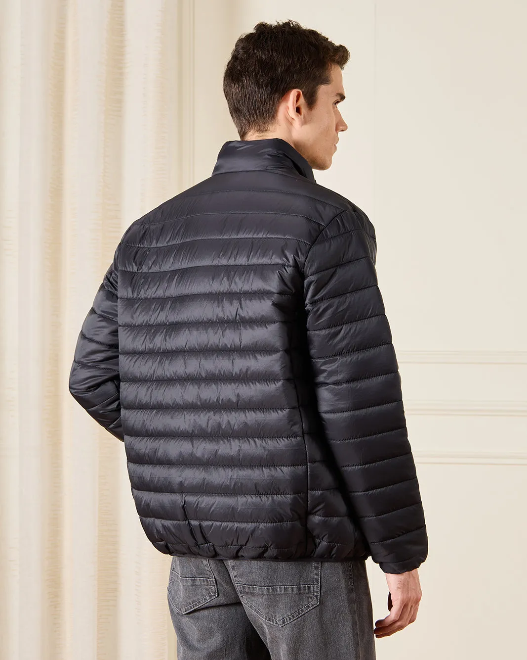 Men Black Long Sleeve Puffer Jacket sold by Redtag product image thumbnail 3