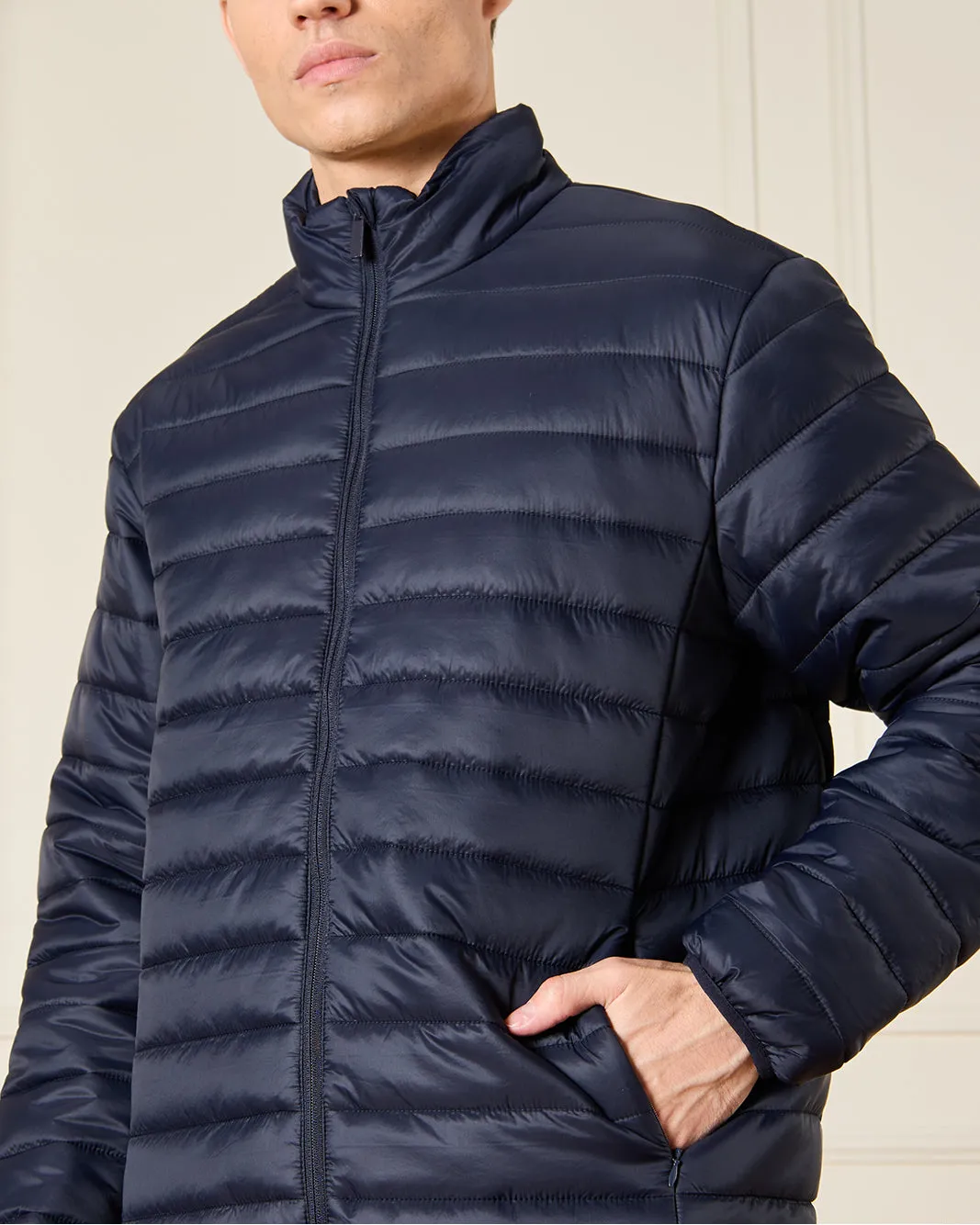 Men Navy Padded Puffer Jacket sold by Redtag product image thumbnail 4