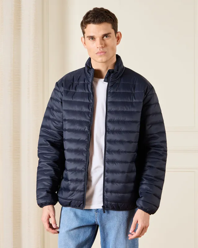 Men Navy Padded Puffer Jacket sold by Redtag