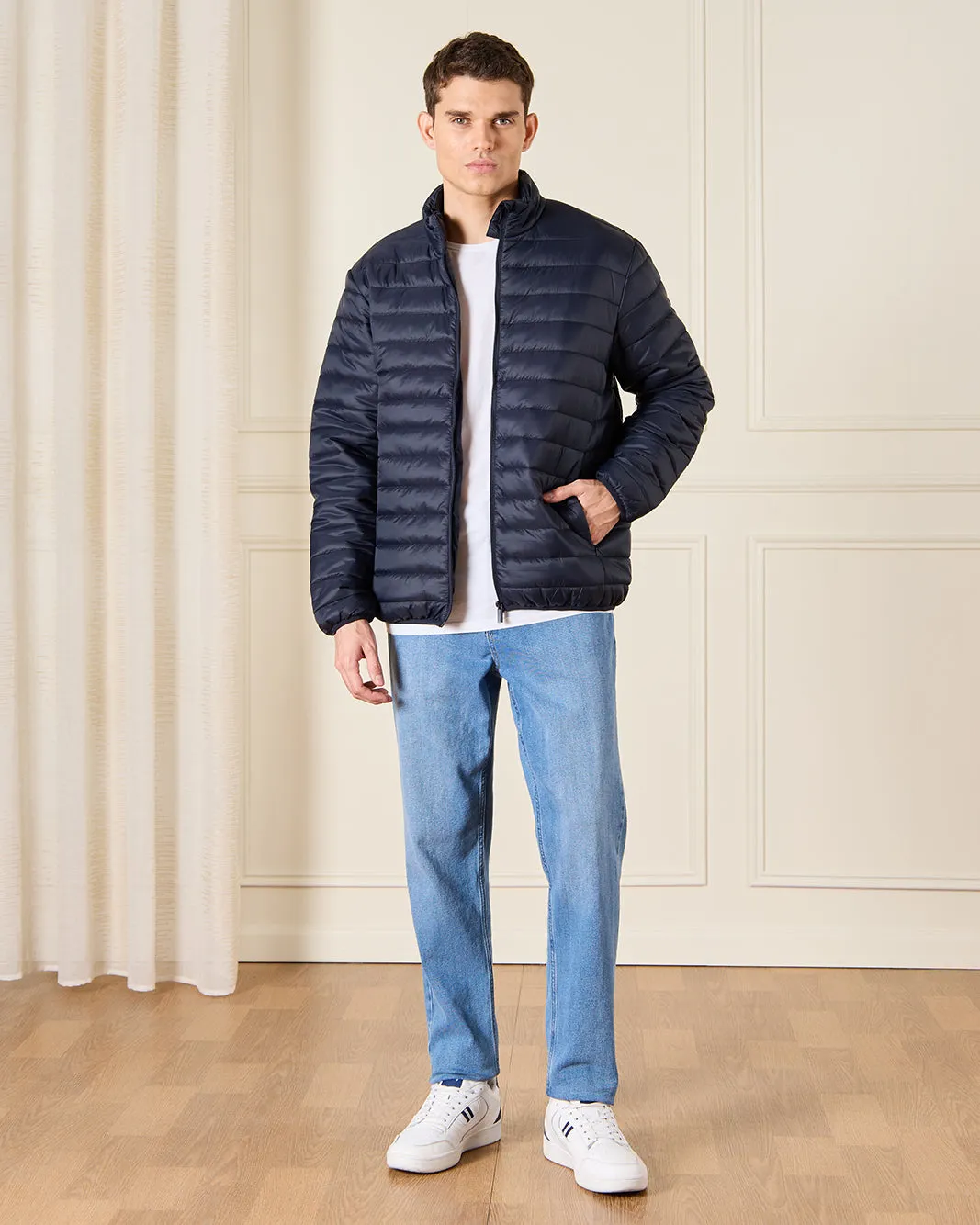 Men Navy Padded Puffer Jacket sold by Redtag product image thumbnail 2