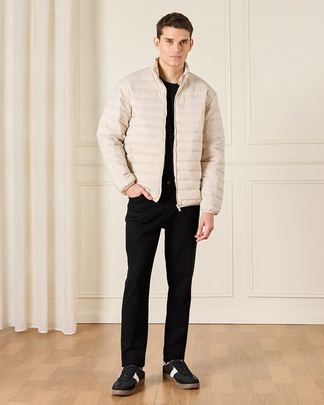 Men Beige Padded Puffer Jacket sold by Redtag product image thumbnail 2