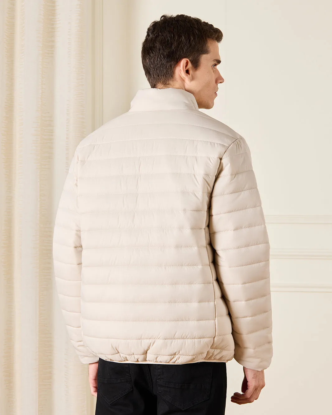 Men Beige Padded Puffer Jacket sold by Redtag product image thumbnail 3