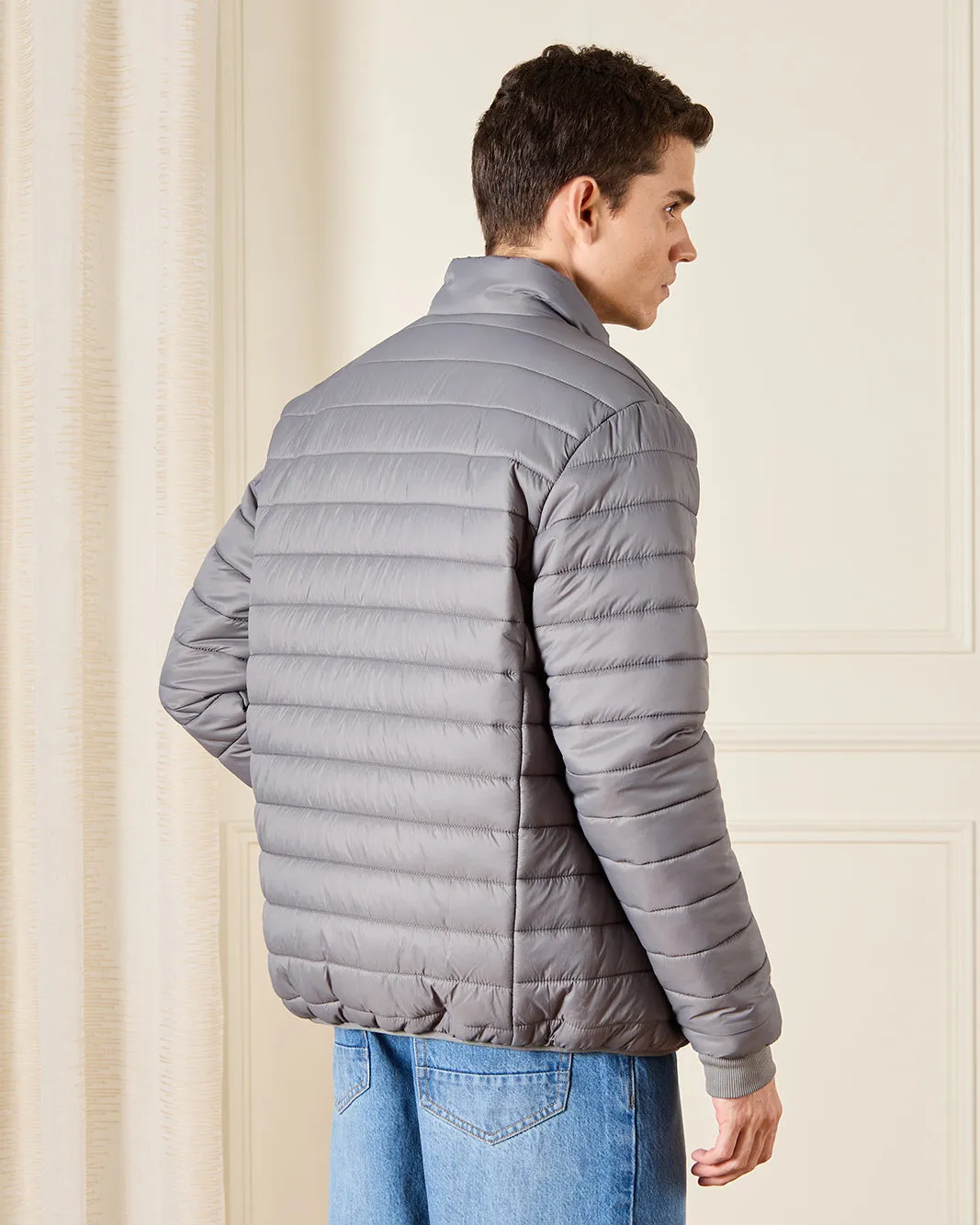 Men Grey Long Sleeve Puffer Jacket sold by Redtag product image thumbnail 3