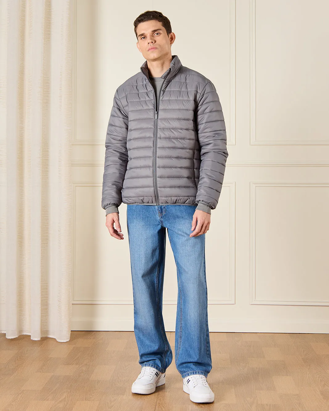 Men Grey Long Sleeve Puffer Jacket sold by Redtag product image thumbnail 2