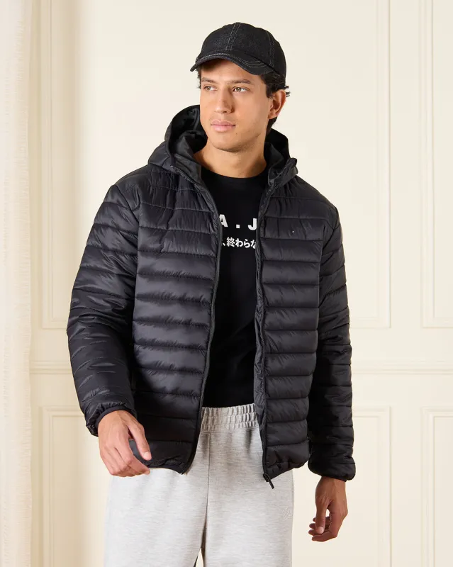 Men Black Long Sleeve Puffer Jacket sold by Redtag