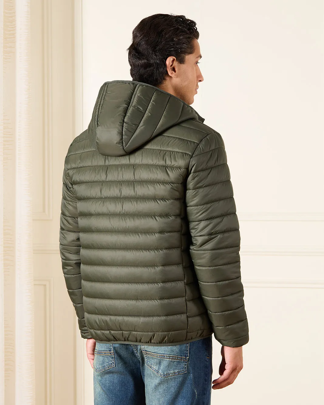Men Green Long Sleeve Puffer Jacket sold by Redtag product image thumbnail 3