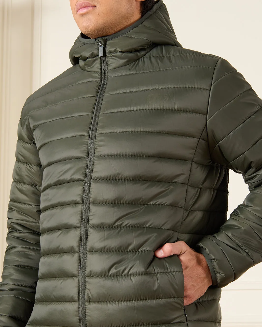 Men Green Long Sleeve Puffer Jacket sold by Redtag product image thumbnail 4
