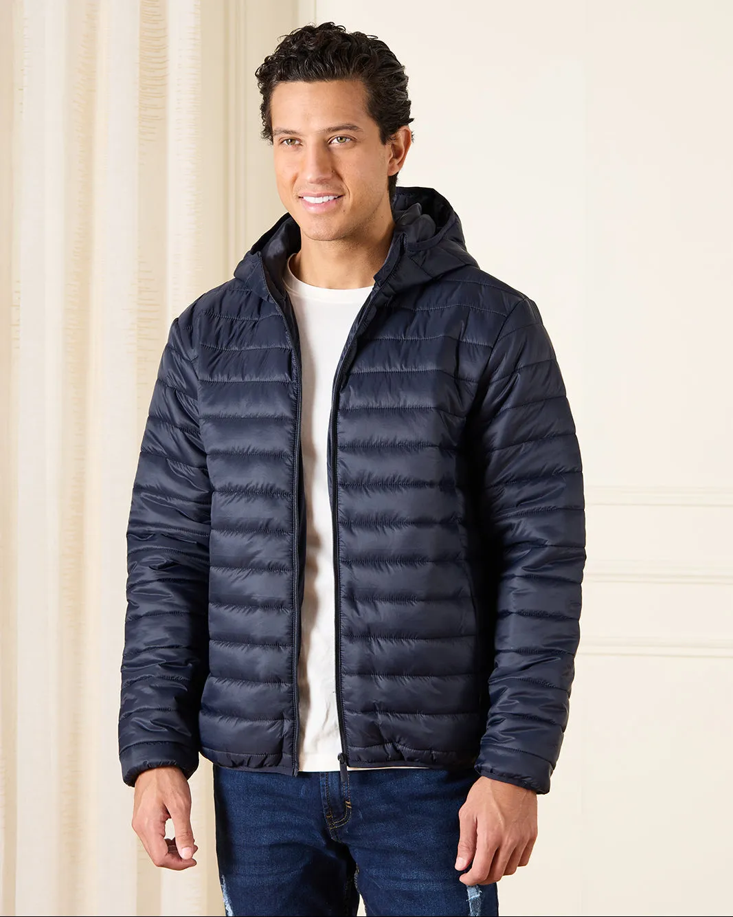 Men Navy Long Sleeve Puffer Jacket sold by Redtag