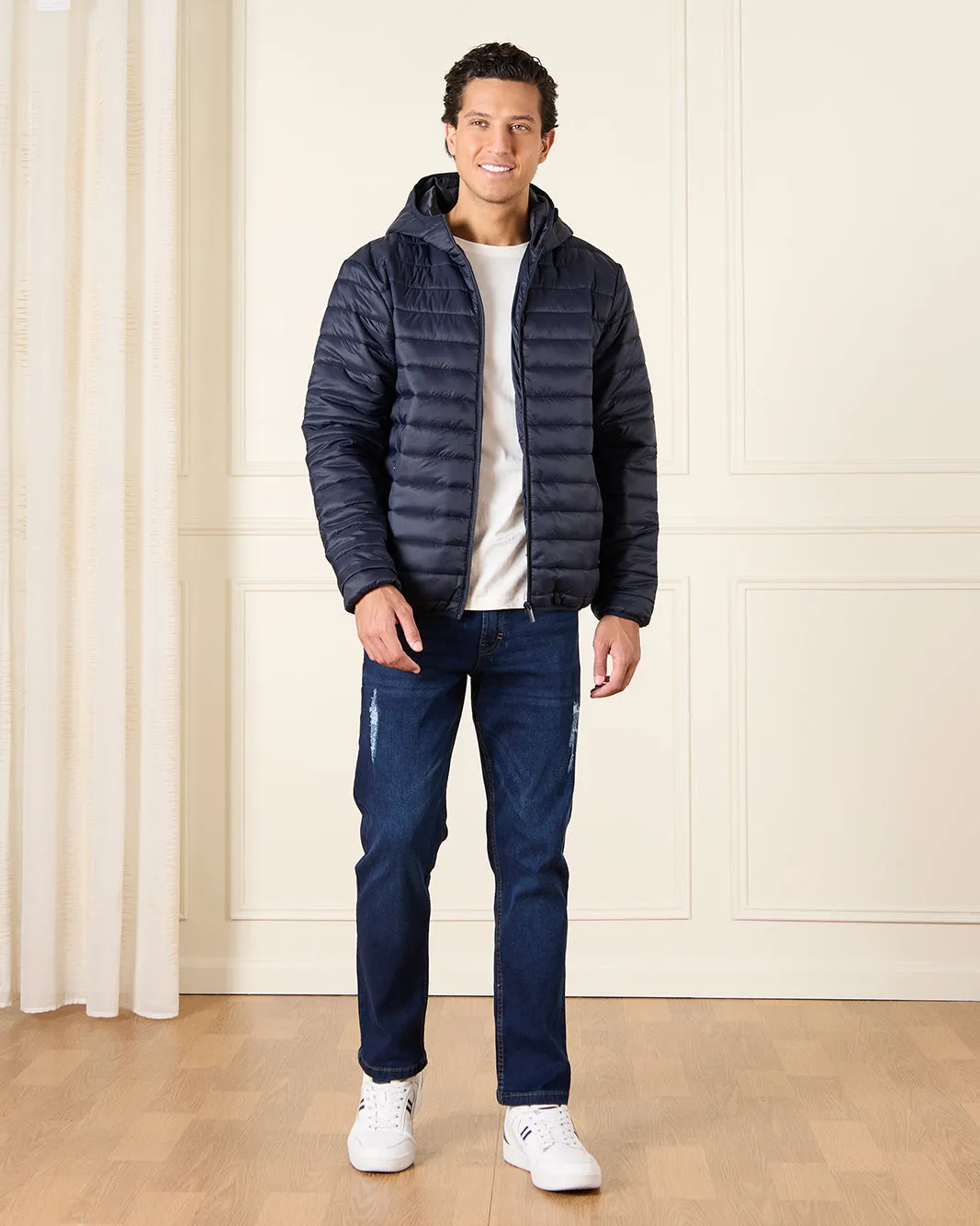 Men Navy Long Sleeve Puffer Jacket sold by Redtag product image thumbnail 2