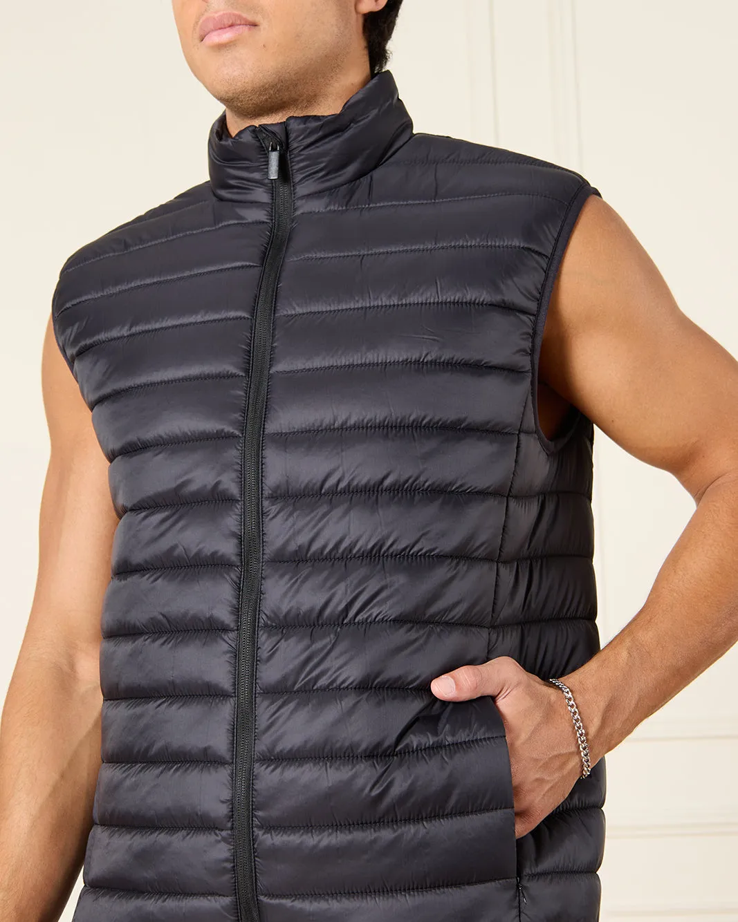 Men Navy Sleeveless Puffer Jacket sold by Redtag product image thumbnail 4