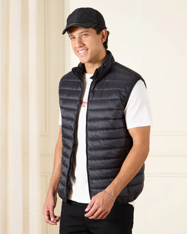 Men Navy Sleeveless Puffer Jacket sold by Redtag