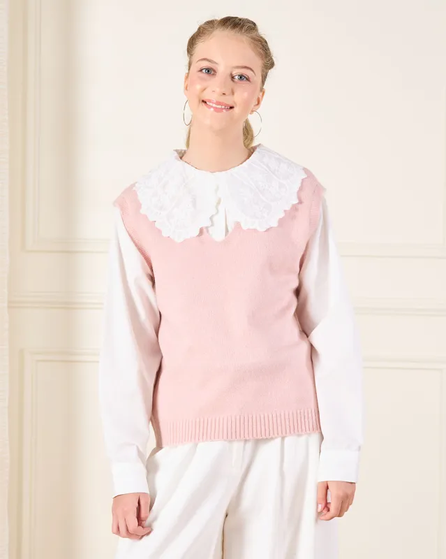 Senior Girls Pink Embellished Twofer Pullover sold by Redtag