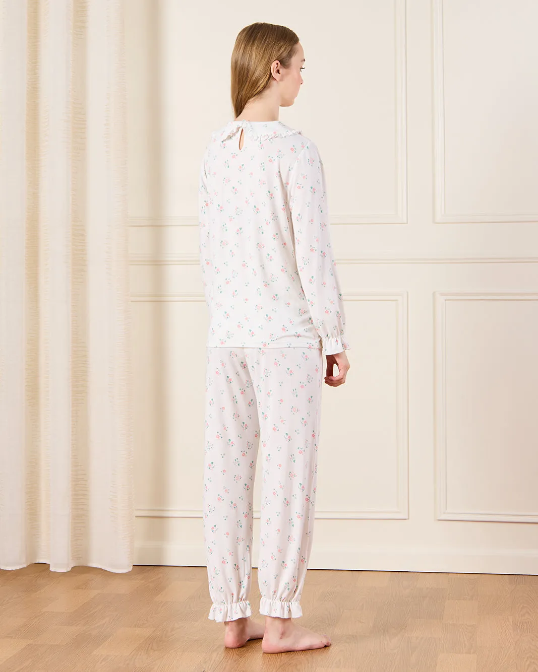 Senior Girls White Floral Print Pajama Set (2 Piece) sold by Redtag product image thumbnail 4