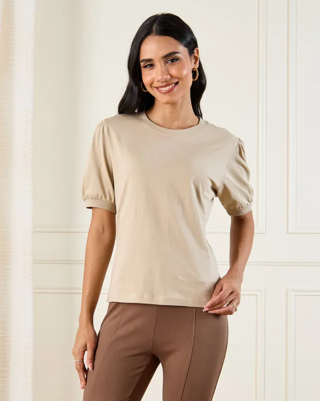 Women Beige Plain Top sold by Redtag