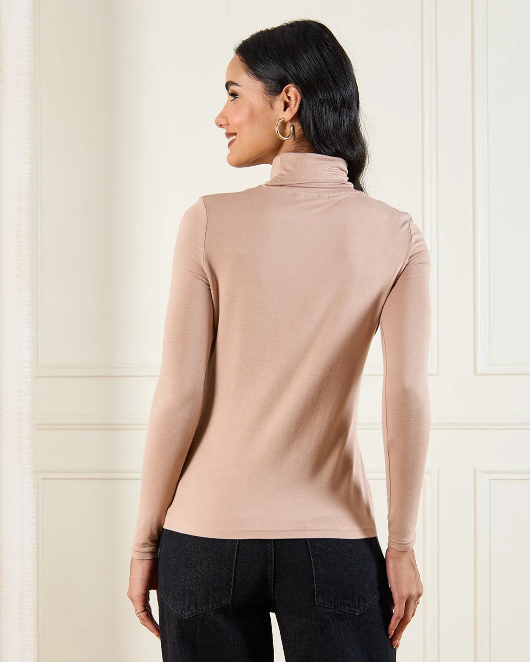 Women Beige Turtle Neck Top sold by Redtag product image thumbnail 3