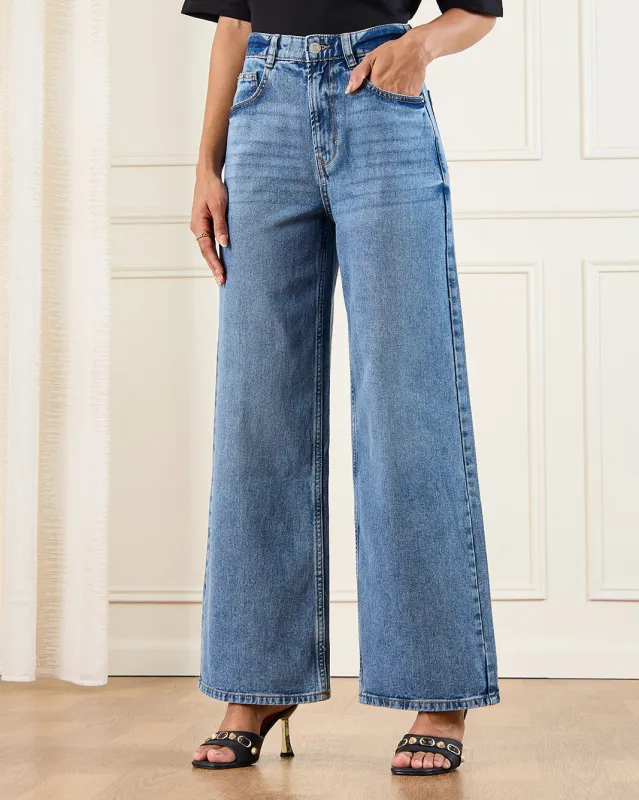 Women Blue Wide Leg Jeans sold by Redtag