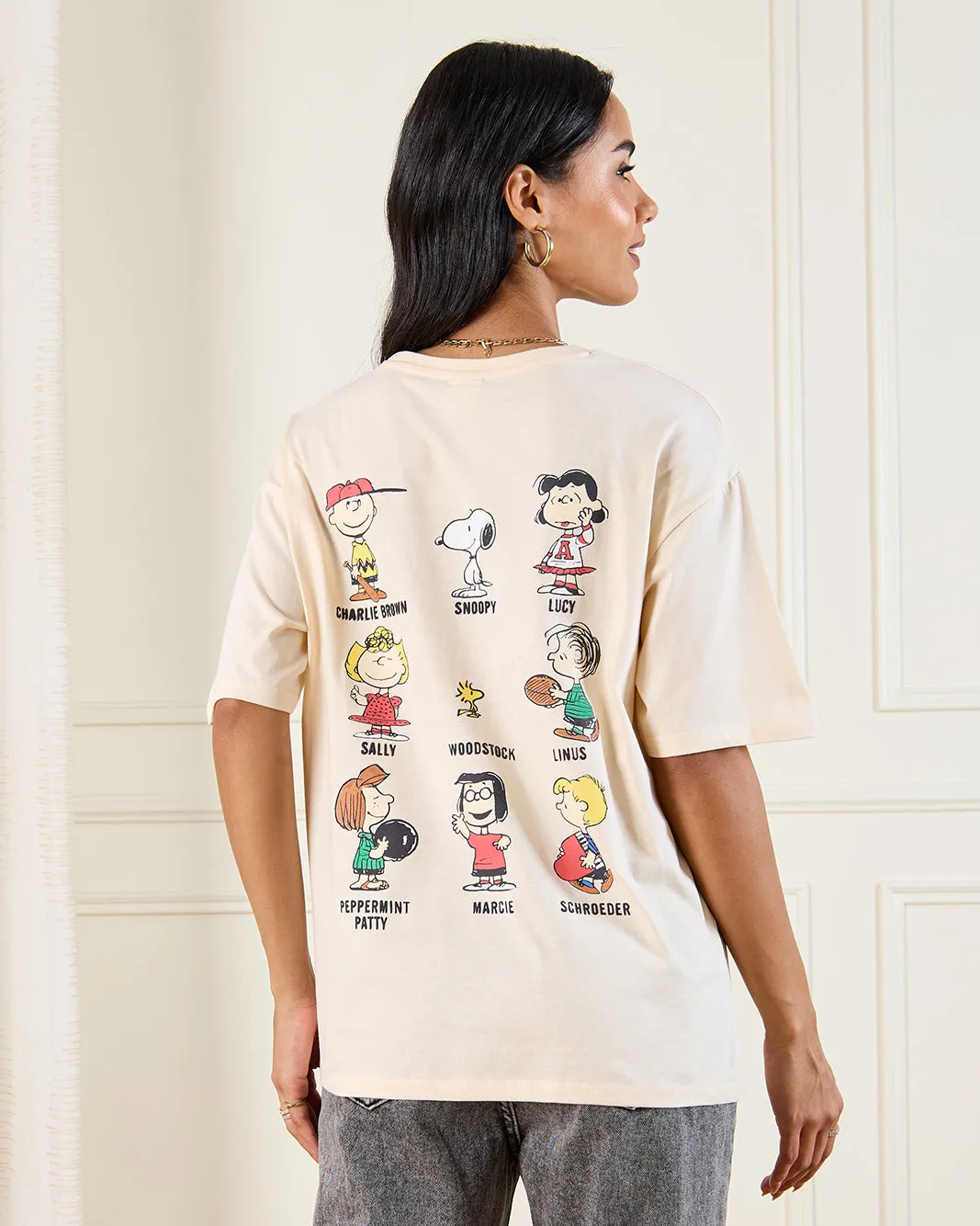 Women Cream Peanut Over Sized T-Shirt sold by Redtag