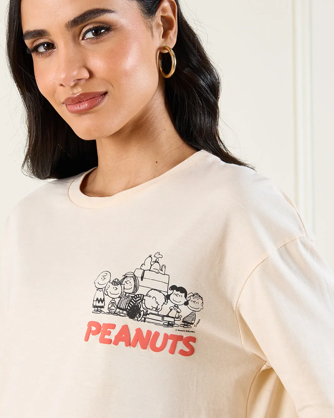 Women Cream Peanut Over Sized T-Shirt sold by Redtag product image thumbnail 4
