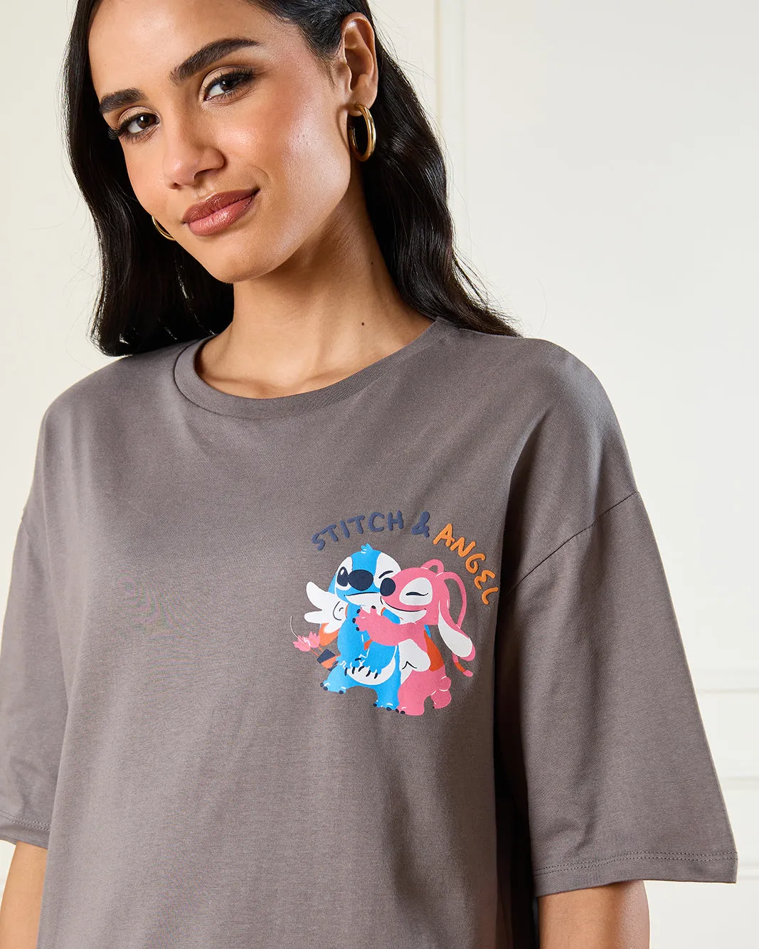 Women Charcoal Stitch Over Sized T-Shirt sold by Redtag product image thumbnail 4