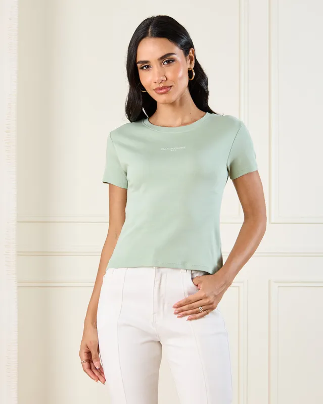 Women Green Plain T-Shirt sold by Redtag