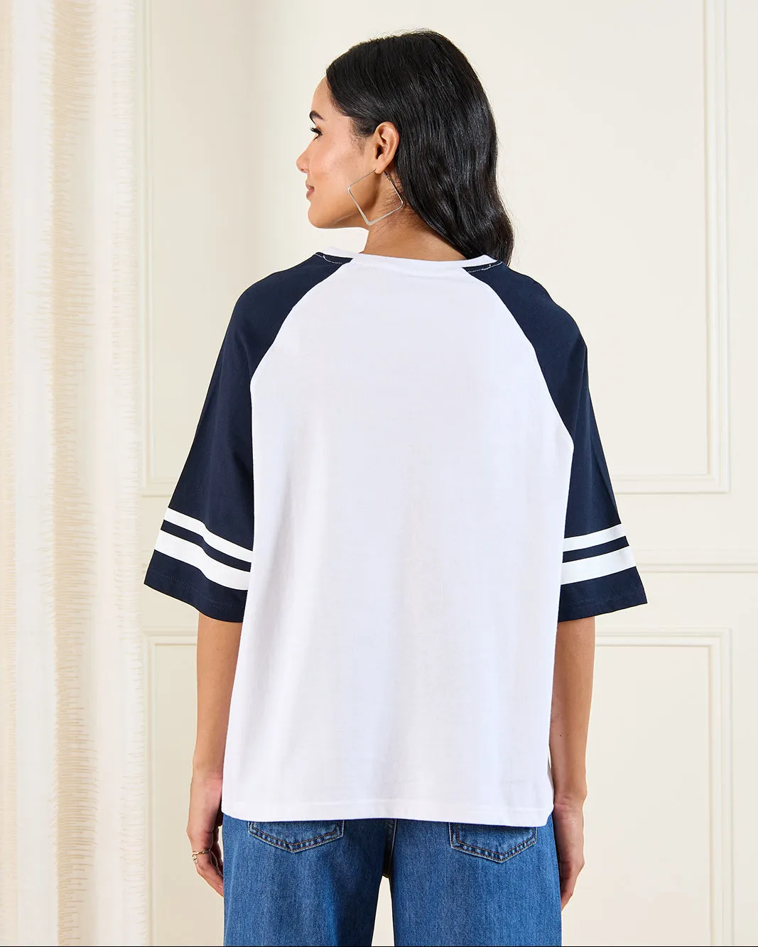 Women White Printed Varsity T-Shirt sold by Redtag product image thumbnail 3