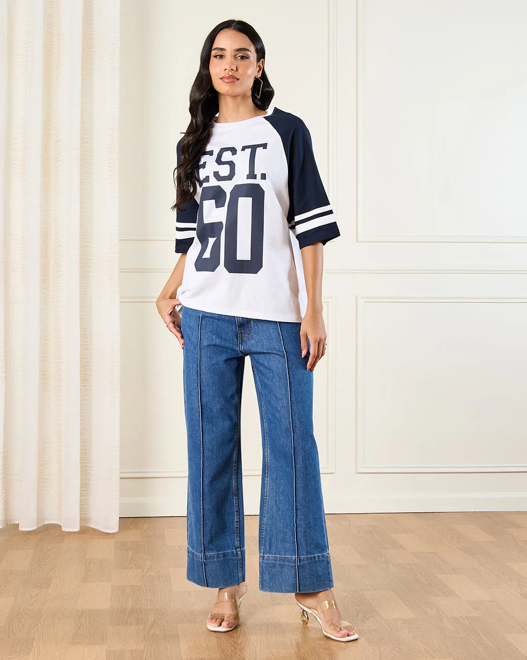 Women White Printed Varsity T-Shirt sold by Redtag product image thumbnail 2