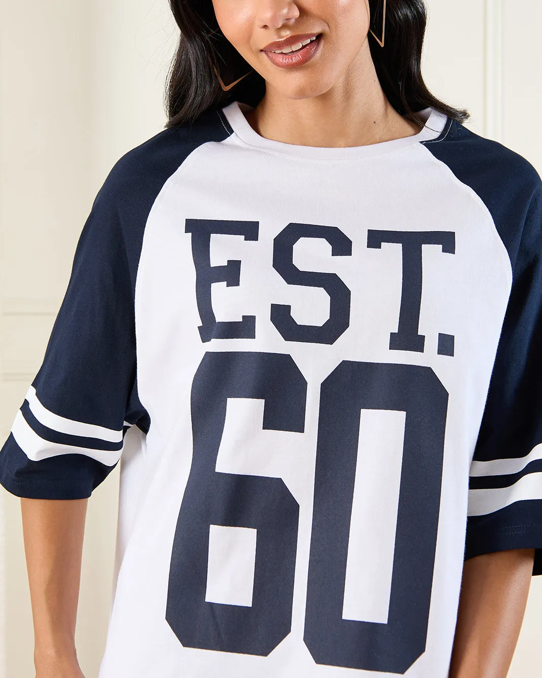 Women White Printed Varsity T-Shirt sold by Redtag product image thumbnail 4