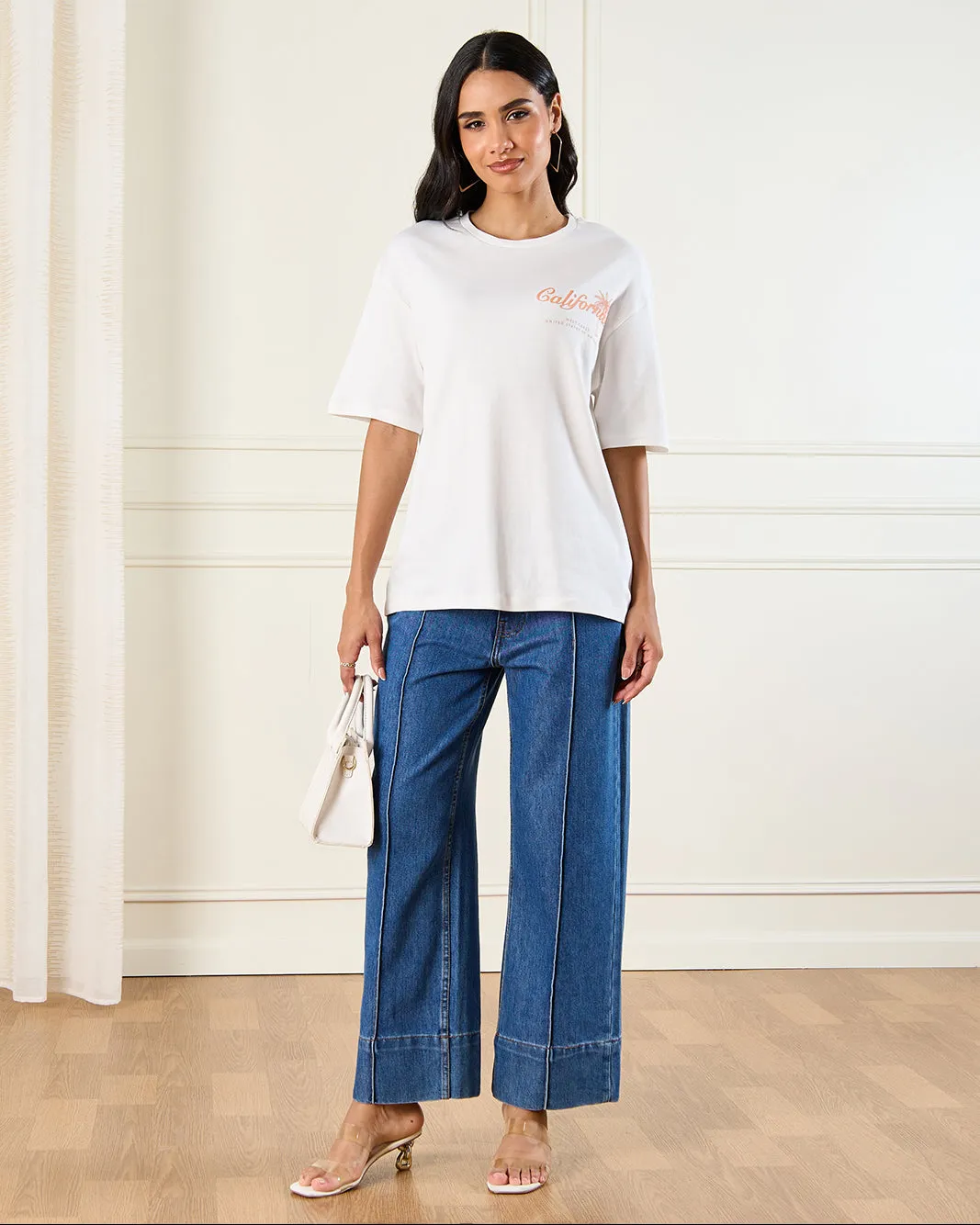 Women White Printed Oversize T-Shirt sold by Redtag product image thumbnail 2