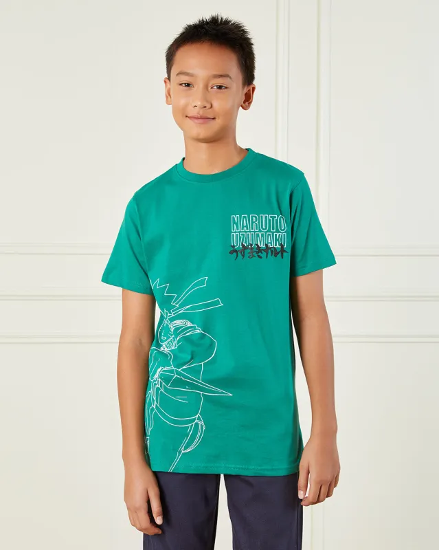 Boys Green KSA Naruto T-Shirt sold by Redtag