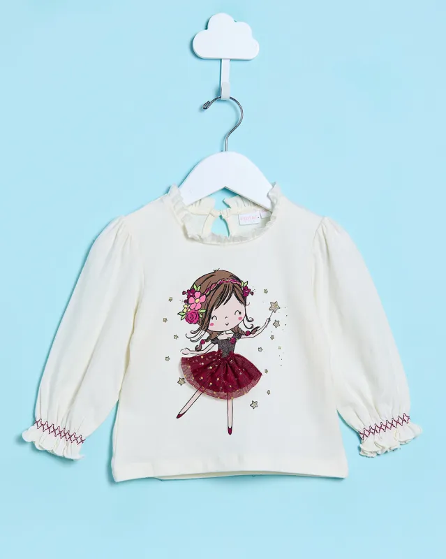 Infant Girls White Placement Print T-Shirt sold by Redtag