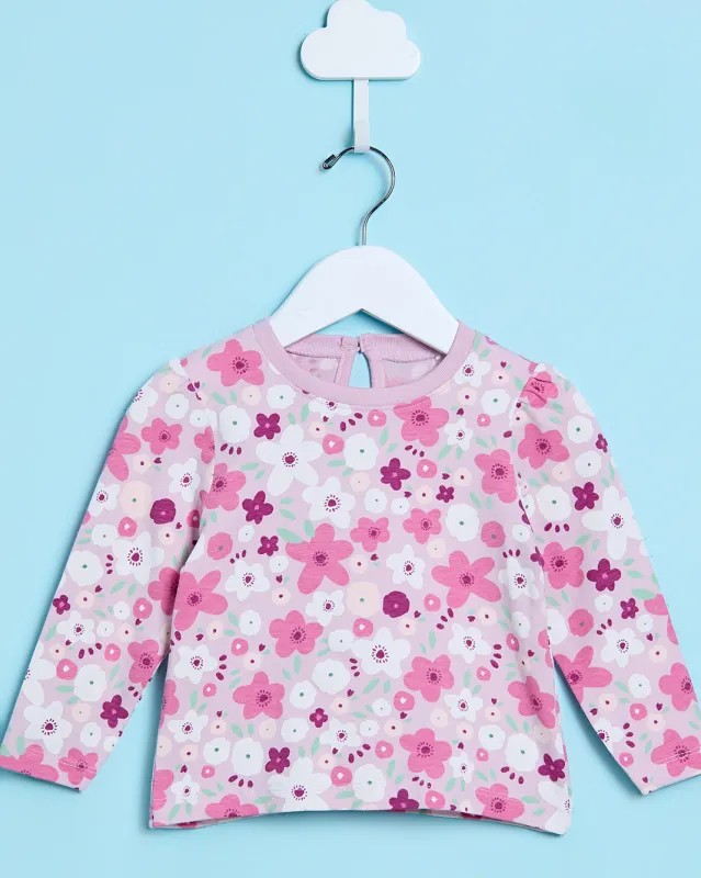 Infant Girls Pink All Over Print T-Shirt sold by Redtag