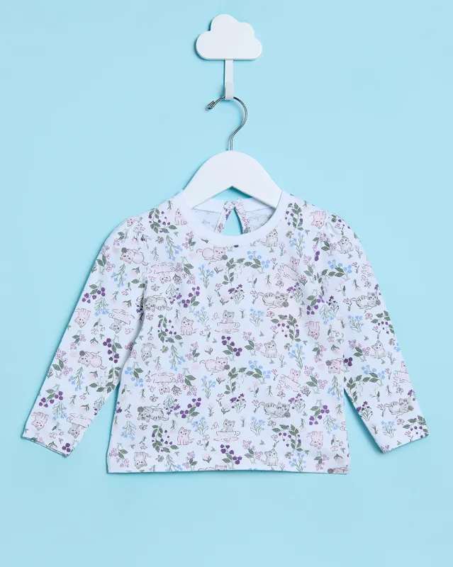 Infant Girls White All Over Printed T-Shirt sold by Redtag