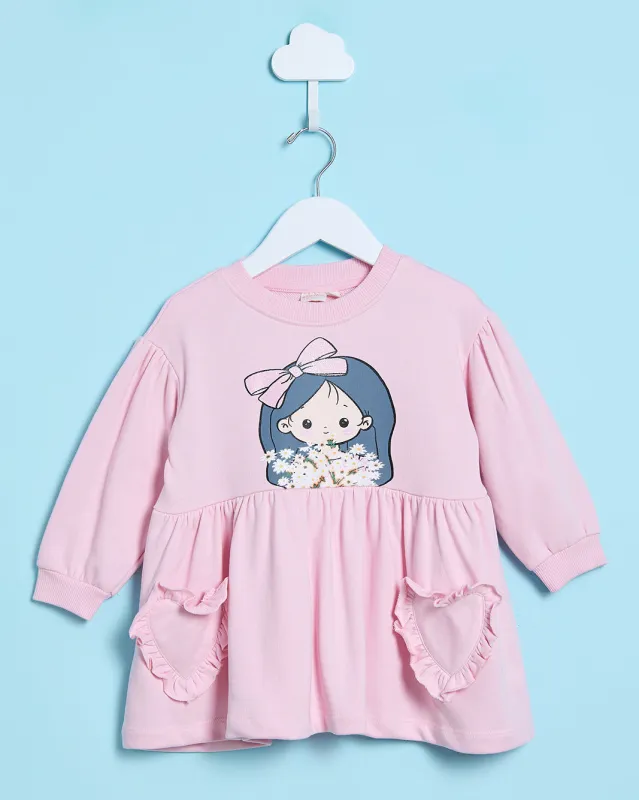 Infant Girls Pink Printed Casual Dress sold by Redtag