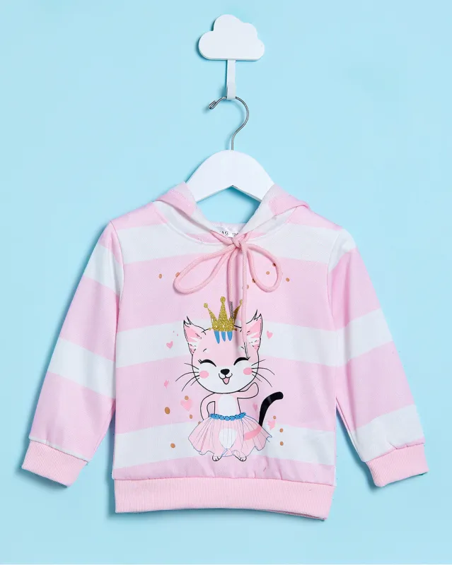 Infant Girls Pink And White Striped Sweatshirt sold by Redtag