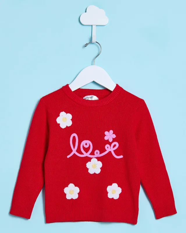 Infant Girls Red Knitted Sweater sold by Redtag