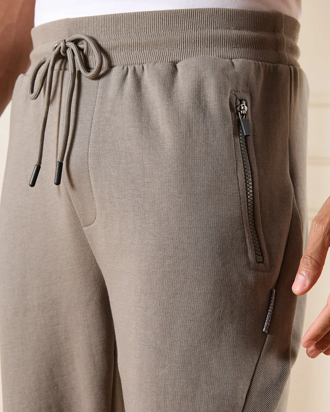 Men Beige Solid Active Pant sold by Redtag product image thumbnail 4