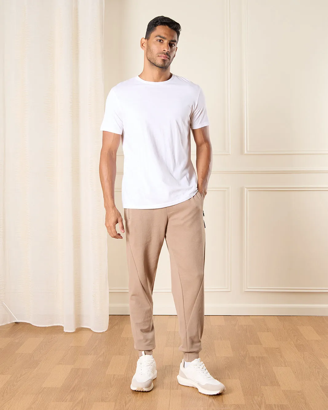 Men Beige Solid Active Pants sold by Redtag product image thumbnail 2
