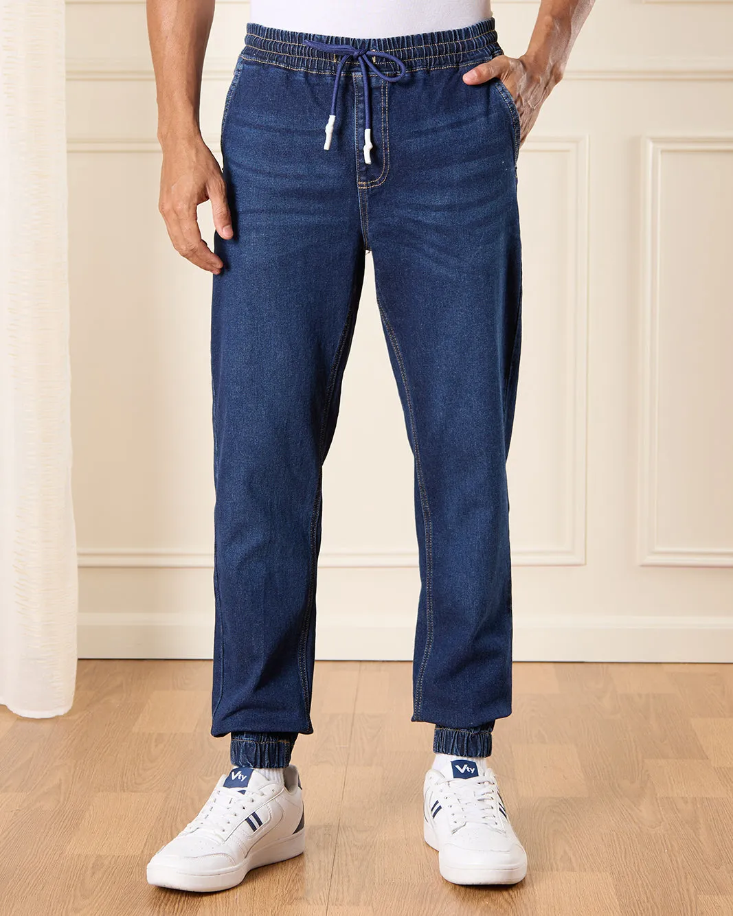 Men Navy Plain Basic Jogger sold by Redtag