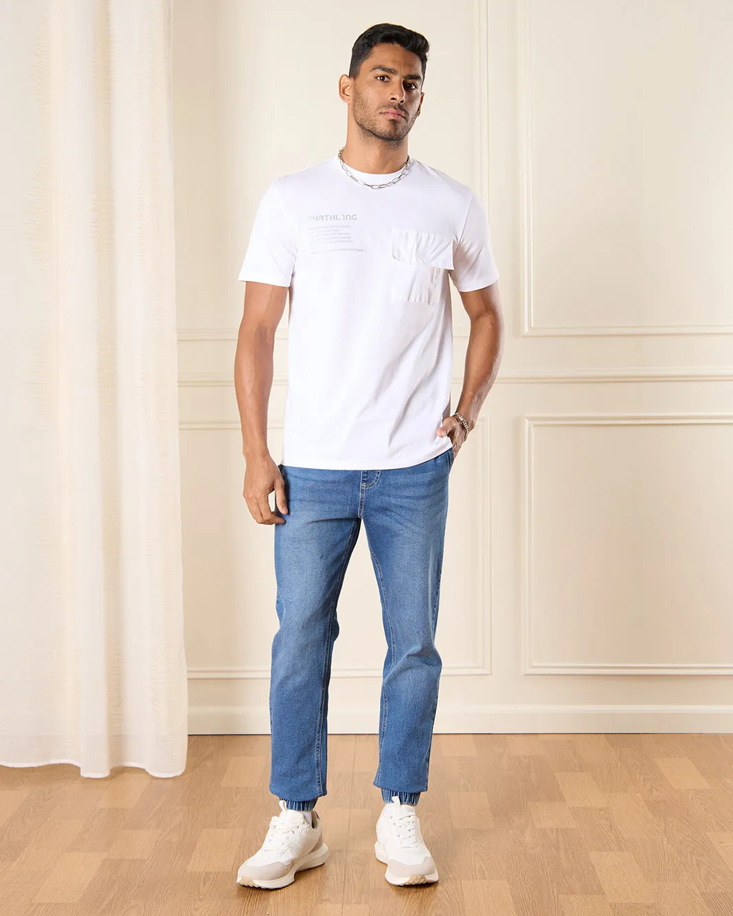 Men Blue Plain Basic Jogger sold by Redtag product image thumbnail 2