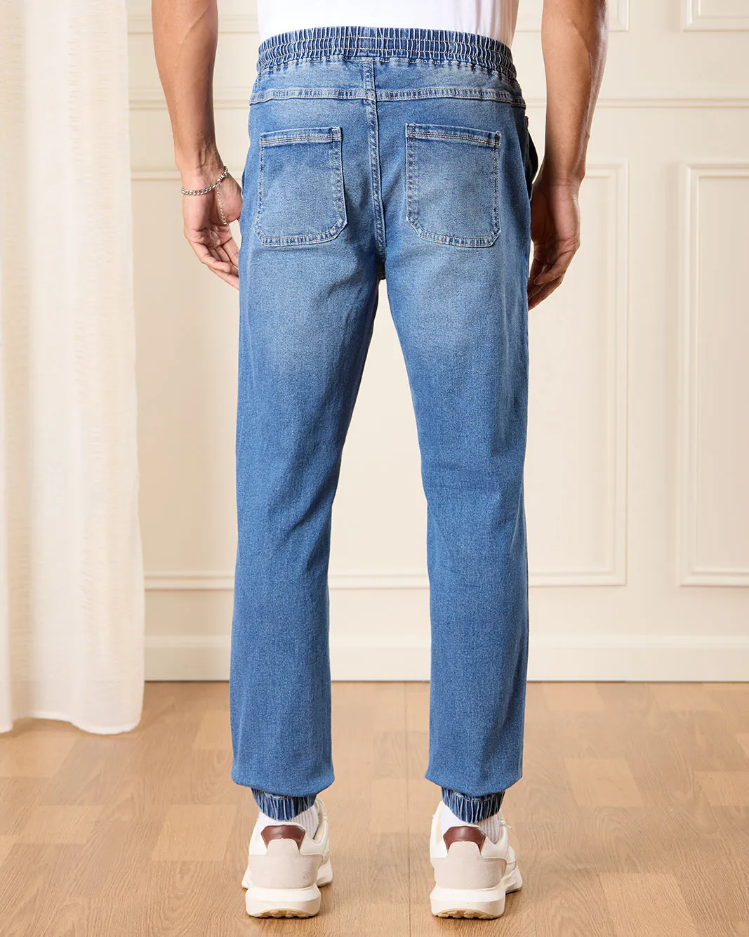 Men Blue Plain Basic Jogger sold by Redtag product image thumbnail 3