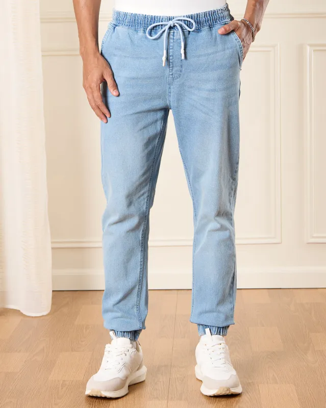 Men Blue Plain Basic Jogger sold by Redtag